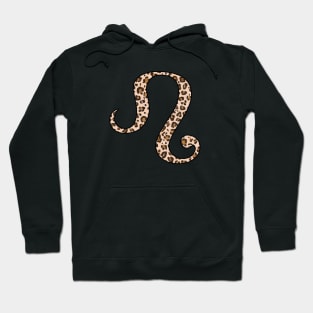 Leo Zodiac Horoscope Symbol in Leopard Print Hoodie